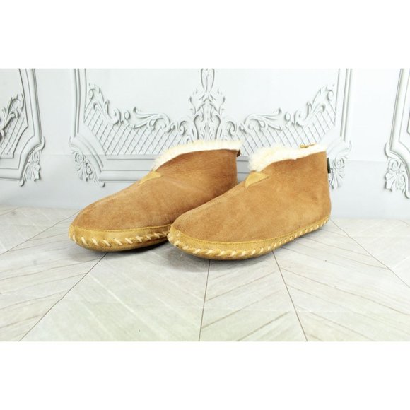 LL Bean Brown Suede Shearling Lined Wicked Good Booties Slippers 11 M - Picture 2 of 9